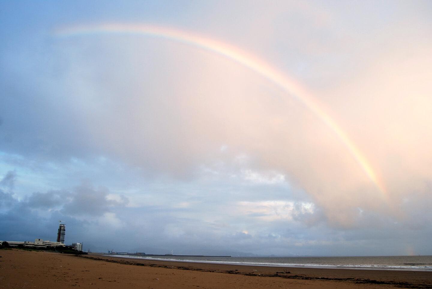 Student Accommodation in Sandfields, Swansea - rainbow on Swansea Beach