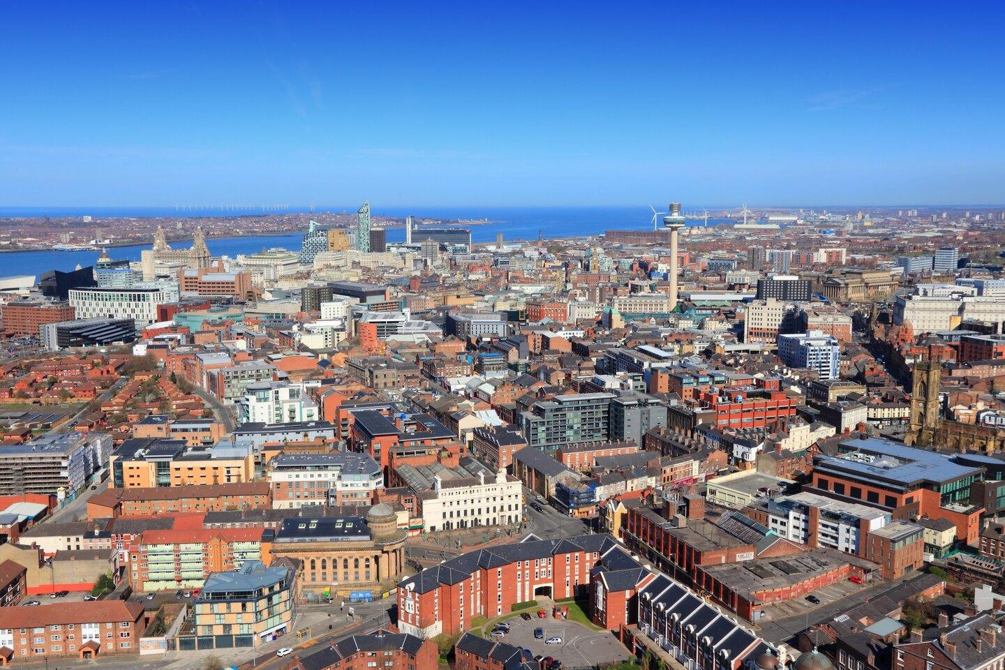 Student Accommodation in Smithdown Road - the Liverpool skyline with an aerial view of Smithdown Road