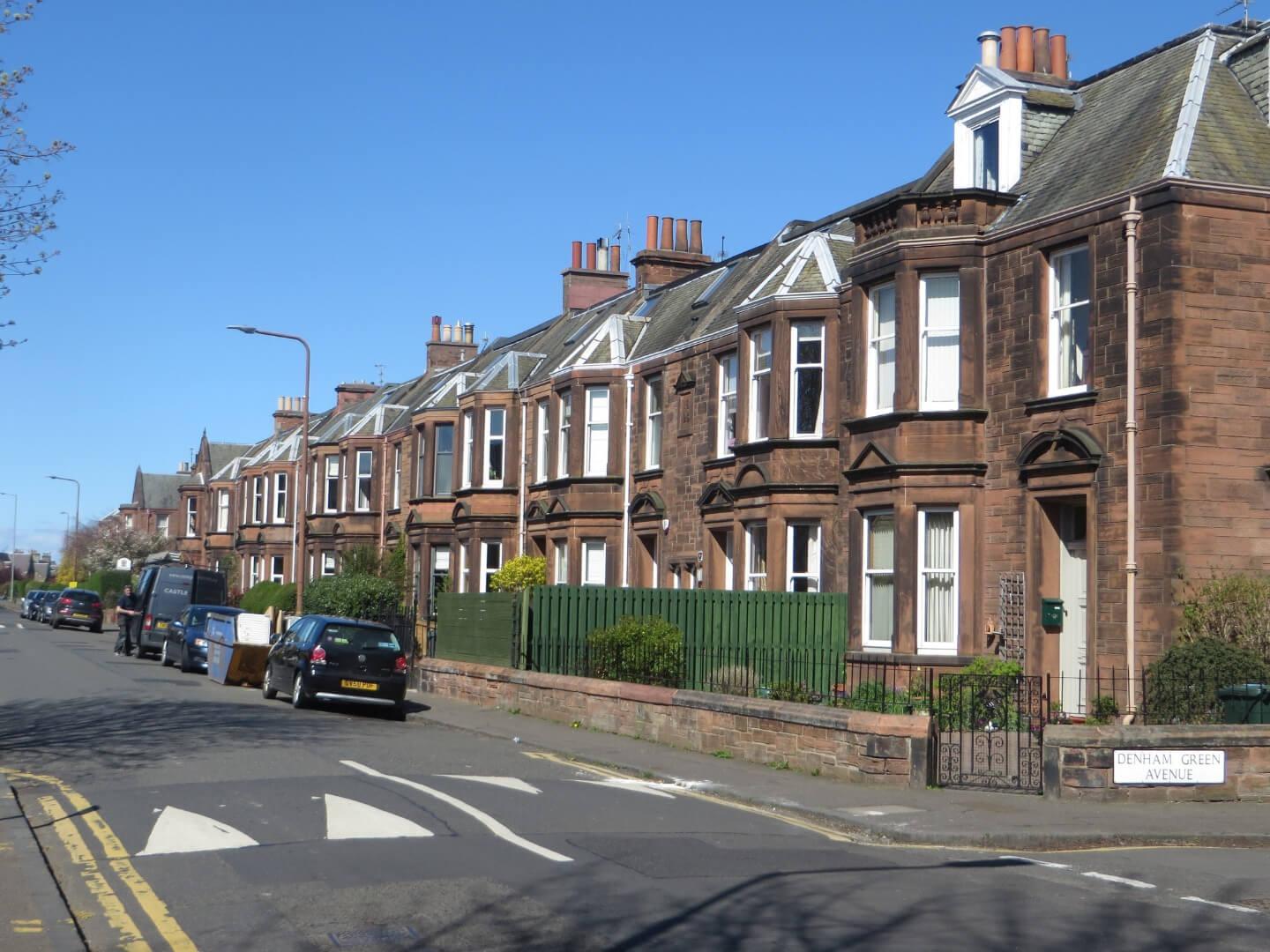 Student Accommodation in Trinity, Edinburgh - row of houses on Denham Green Avenue