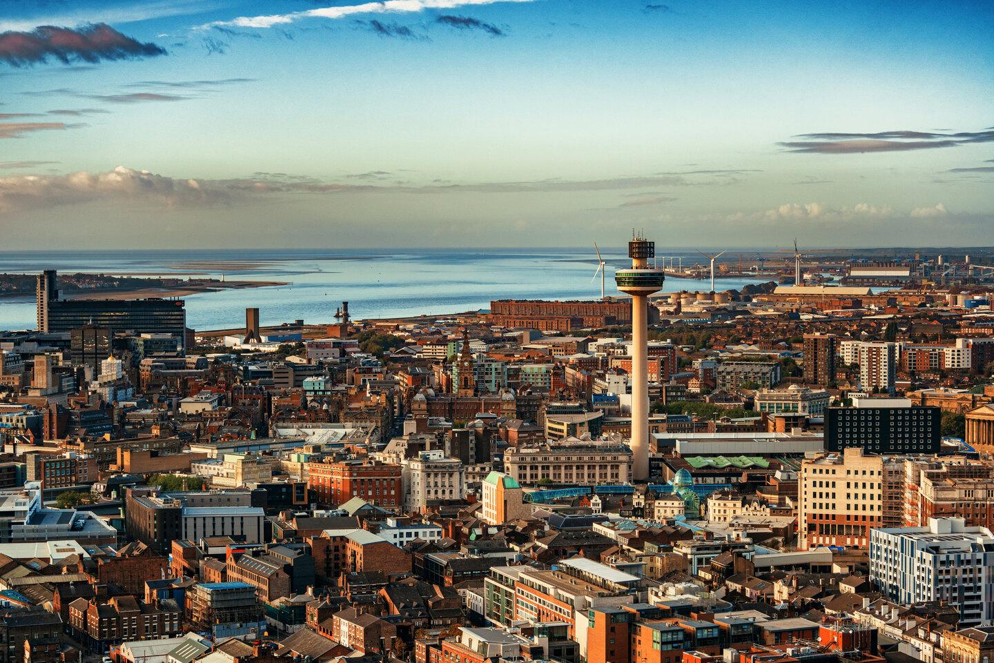 Student Accommodation in Edge Hill, Liverpool - aerial view of Edge Hill featuring St John's Beacon